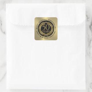 50th wedding anniversary Gold laurel wreath Square Sticker