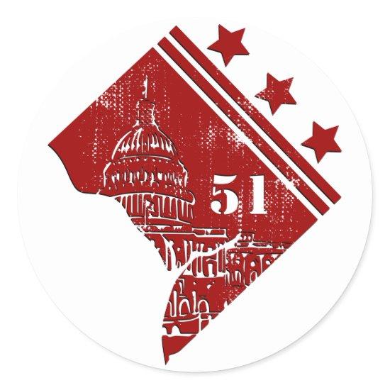 51st - State of Washington DC Flag Borderline Classic Round Sticker