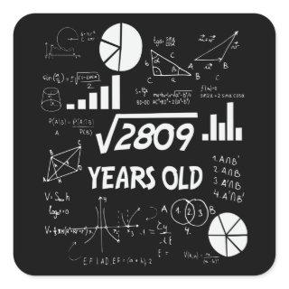 53 Years Old Bday Math Teacher 53rd Birthday Gift Square Sticker