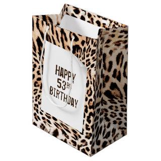 53rd Birthday Leopard Fur Print  Medium Gift Bag
