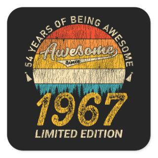 54 Year Old Bday 1967 Awesome Since 54th Birthday Square Sticker