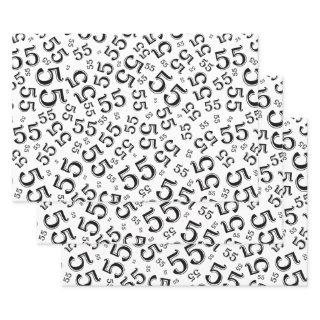 55th Birthday Black/White Random Number Pattern 55  Sheets