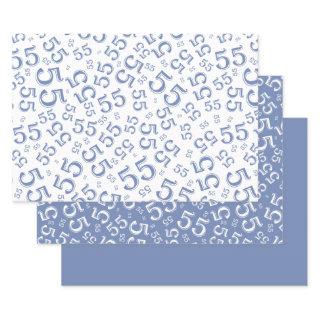 55th Birthday Blue/White Random Number Pattern 55  Sheets