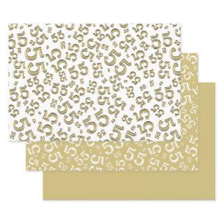 55th Birthday Gold/White Random Number Pattern 55  Sheets
