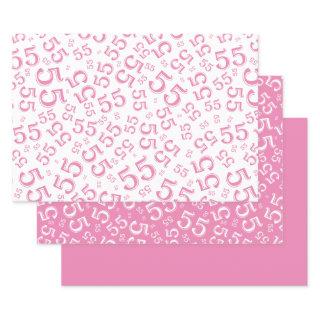 55th Birthday Pink/White Random Number Pattern 55  Sheets