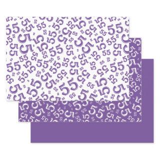55th Birthday Purple/White Random Number Pattern   Sheets
