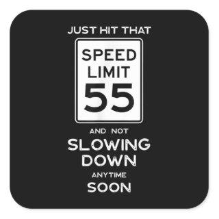 55th Birthday Speed Limit Sign Auto Mechanic Car Square Sticker