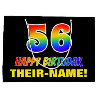 56th Birthday: Bold, Fun, Simple, Rainbow 56 Large Gift Bag