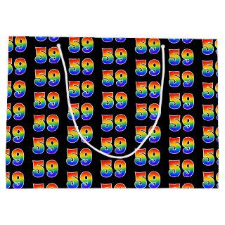59th Birthday: Fun Rainbow Event Number 59 Pattern Large Gift Bag