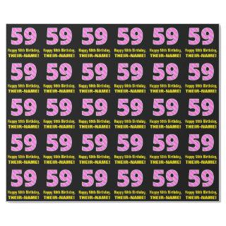 59th Birthday: Pink Stripes and Hearts "59" + Name