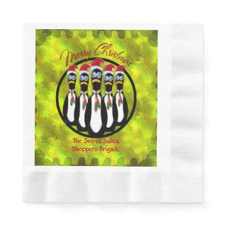 5 Funny Frazzled Santa Penguins Personalized Napkins