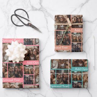 5 photo Collage - Best Friends Coral Teal Natural  Sheets