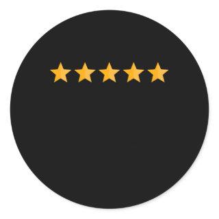 5 Star Review Delivery Driver Rating App Food Deli Classic Round Sticker