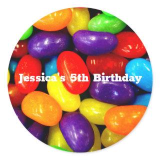 5th Birthday Colorful Jelly Beans Sweets Candy Classic Round Sticker