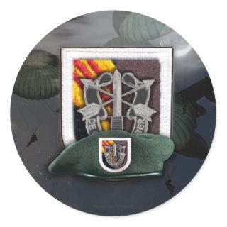 5th Special Forces Group Green Berets SF Veterans Classic Round Sticker
