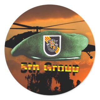 5th Special Forces Group Green Berets SFG SF Vets Classic Round Sticker