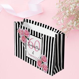 60 fabulous pink florals black white stripes large gift bag