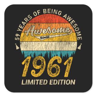 60 Year Old Bday 1961 Awesome Since 60th Birthday Square Sticker