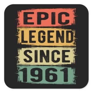 60 Years Old Bday 1961 Epic Legend 61st Birthday Square Sticker