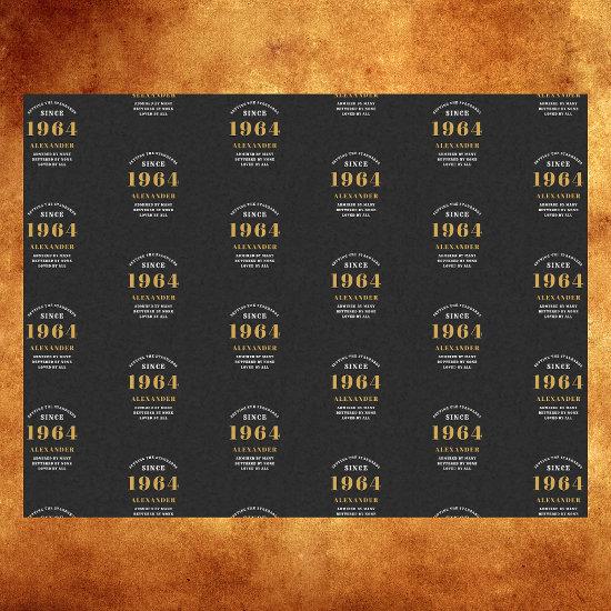 60th Birthday 1964 Black Gold Chic Elegant Tissue Paper