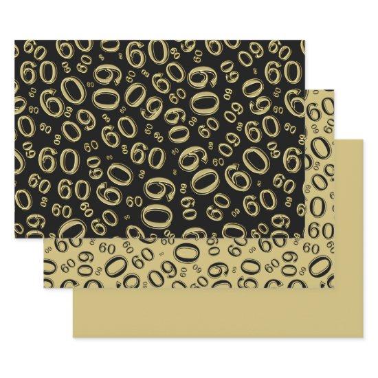 60th Birthday Black & Gold Number Pattern 60  Sheets