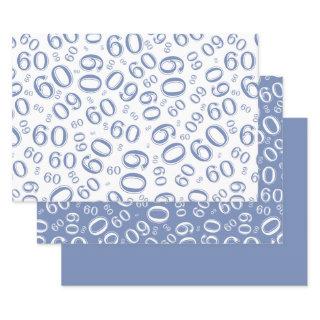 60th Birthday Blue & White Number Pattern 60  Sheets
