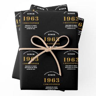 60th Birthday born 1963 Add Name Black Gold  Sheets