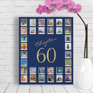 60th Birthday Chapter 60 Family Photo Collage Faux Canvas Print