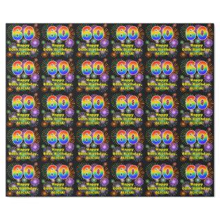 60th Birthday: Fun Fireworks, Rainbow Look # “60”