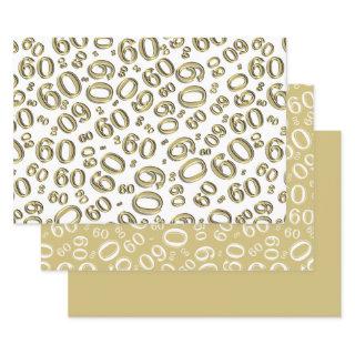 60th Birthday Gold & White Number Pattern 60  Sheets
