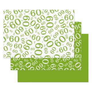 60th Birthday Green & White Number Pattern 60  Sheets