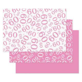 60th Birthday Pink & White Number Pattern 60  Sheets