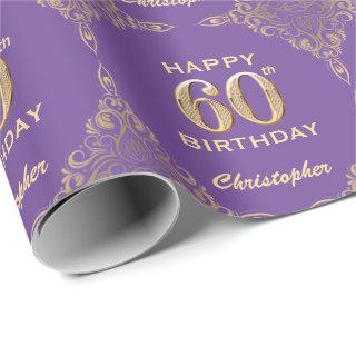 60th Birthday Purple and Gold Glitter Frame