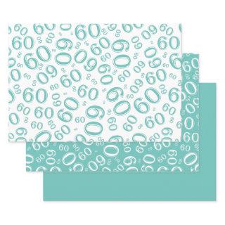 60th Birthday Teal & White Number Pattern 60  Sheets