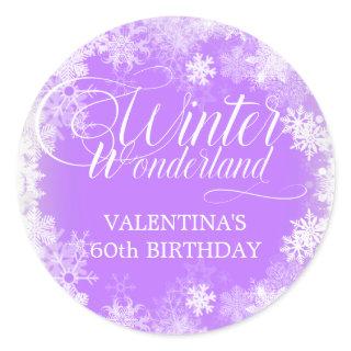 60th Birthday Winter Wonderland Snowflake Favor Classic Round Sticker