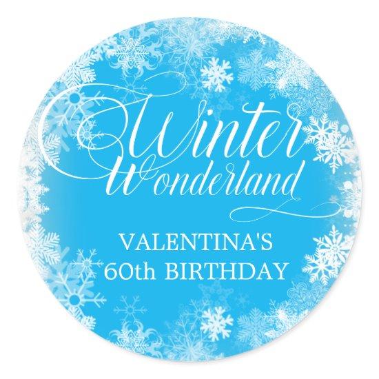 60th Birthday Winter Wonderland Snowflake Favor Classic Round Sticker