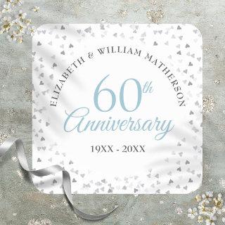 60th Diamond Anniversary Hearts Confetti Square Sticker