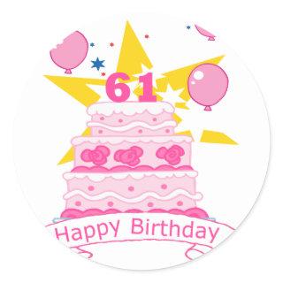61 Year Old Birthday Cake Classic Round Sticker