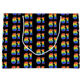 61st Birthday: Fun Rainbow Event Number 61 Pattern Large Gift Bag