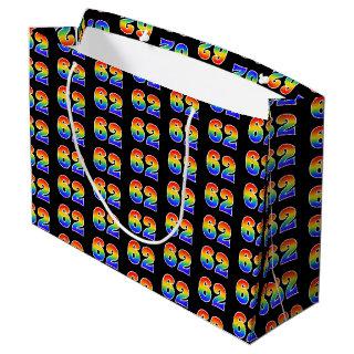 62nd Birthday: Fun Rainbow Event Number 62 Pattern Large Gift Bag