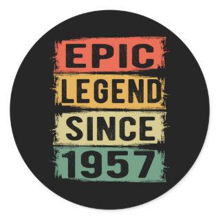 64 Years Old Bday 1957 Epic Legend 65th Birthday Classic Round Sticker