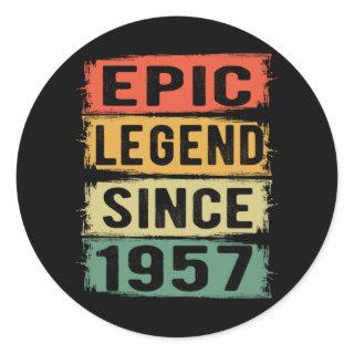 64 Years Old Bday 1957 Epic Legend 65th Birthday Classic Round Sticker