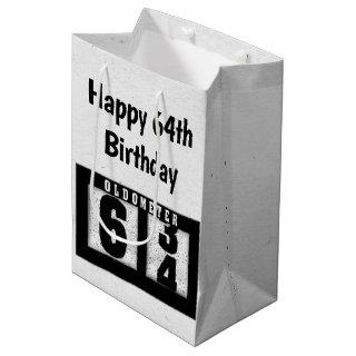 64th Birthday Black Odometer Medium Gift Bag