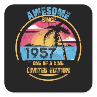 65 Year Old Awesome Since 1957 65th Birthday Square Sticker