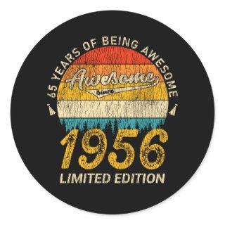 65 Year Old Bday 1956 Awesome Since 65th Birthday Classic Round Sticker