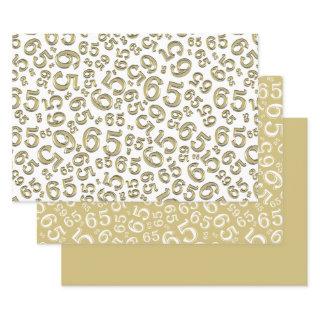 65th Birthday Gold & White Number Pattern 65  Sheets