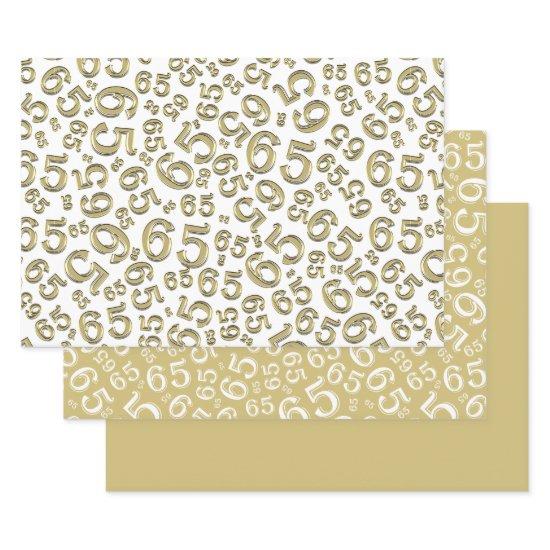 65th Birthday Gold & White Number Pattern 65  Sheets