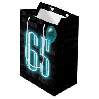 65th Birthday Neon Sign on Brick Medium Gift Bag