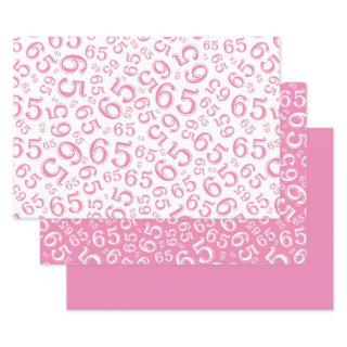 65th Birthday Pink & White Number Pattern 65  Sheets