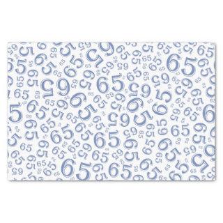 65th Birthday Random Number Pattern Blue/White Tissue Paper
